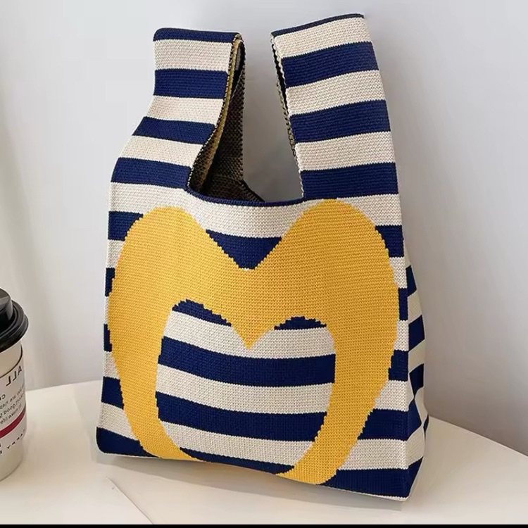 Nautical Blue And Yellow Heart Tote